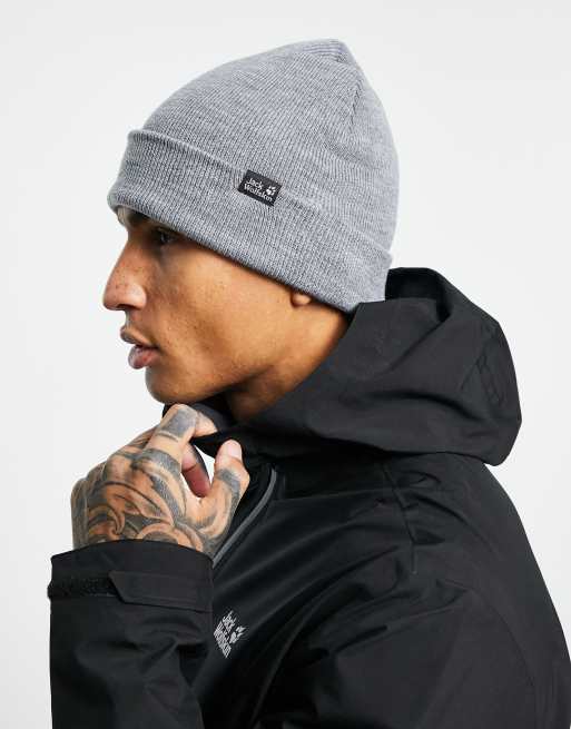 tong bekken Het kantoor Jack Wolfskin Rib beanie in gray | ASOS