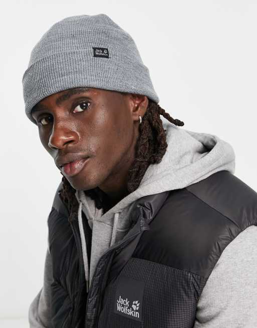 Jack Wolfskin Rib grey beanie | in ASOS