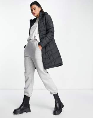 Jack Wolfskin Selenium long down puffer coat in black