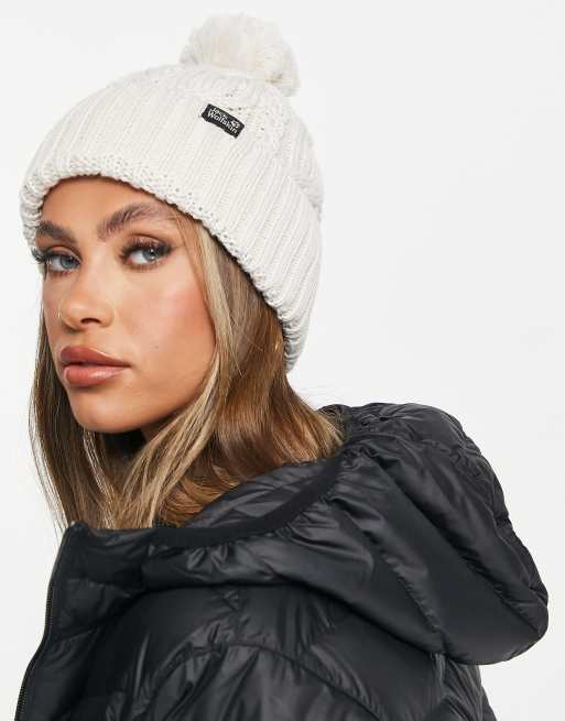 Jack Wolfskin - Stormlock - Beanie met pompon in wit 