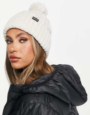 Jack Wolfskin Stormlock pom pom beanie in white