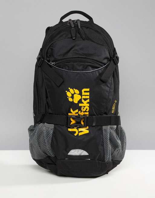 rib maandag kromme Jack Wolfskin Velocity 12 Backpack In Black | ASOS