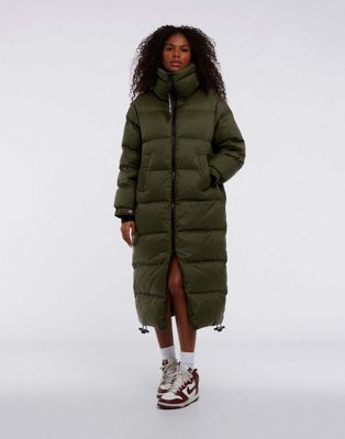 JACK1T Cocoon Ex-Long down Jacket in muted olive