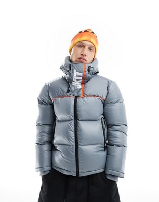 JACK1T diamond down hooded jacket in storm grey and hyper orange - ASOS Price Checker