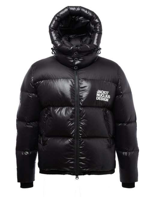 JACK1T expedition parka down coat in black and black | ASOS