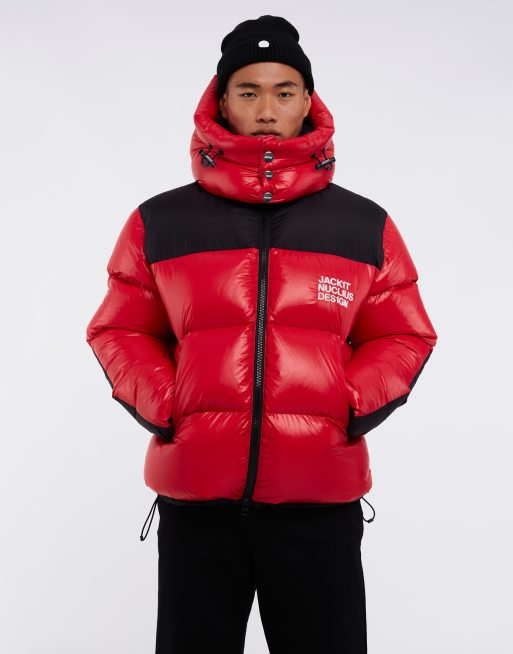 JACK1T expedition parka down coat in hyper red and black | ASOS