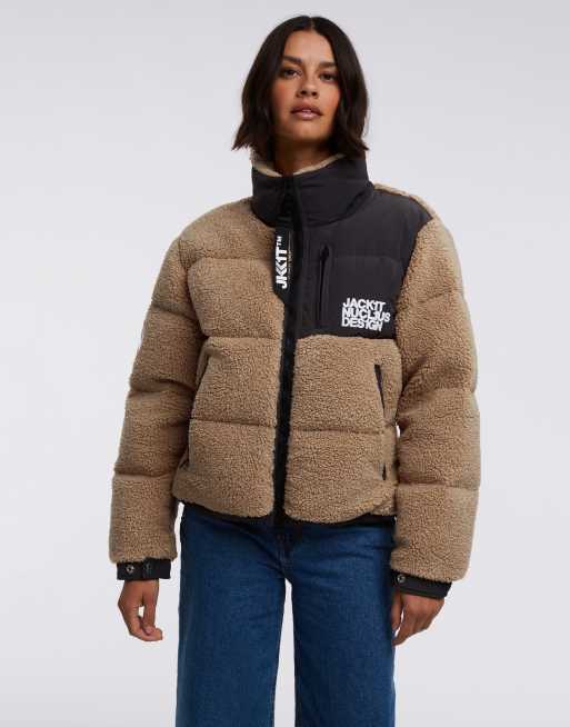 JACK1T expedition sherpa racer down jacket in teddy | ASOS