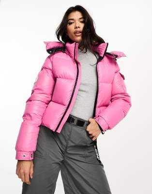 JACK1T EZ puffer down jacket in bubblegum pink and black