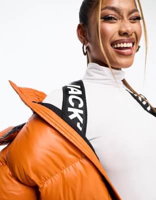 JACK1T EZ puffer down racer hooded jacket in burnt orange and