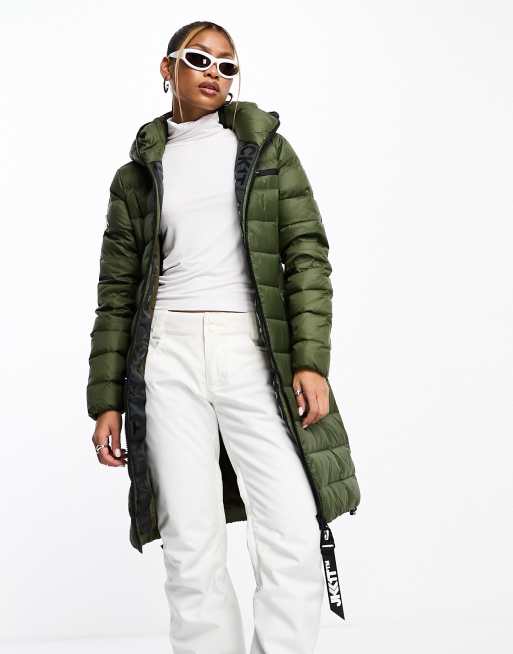 JACK1T R3D dry down longline down coat in olive ASOS