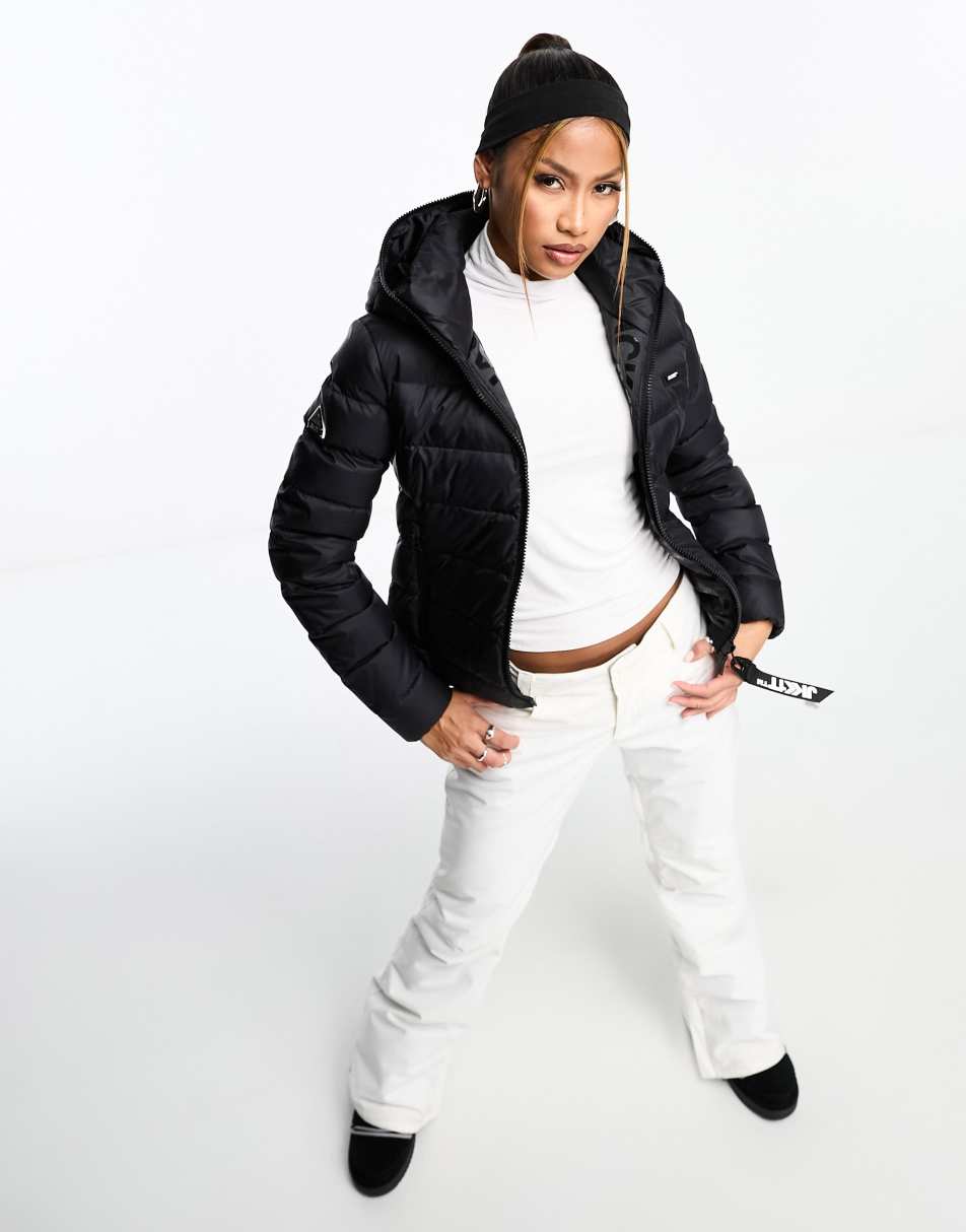 Daisy Street ribbed corduroy quilted jacket with high neck collar