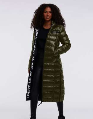 JACK1T R3D slick extra long down  jacket in olive