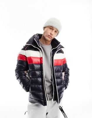 JACK1T retro down racer jacket in ink tricolore - ASOS Price Checker
