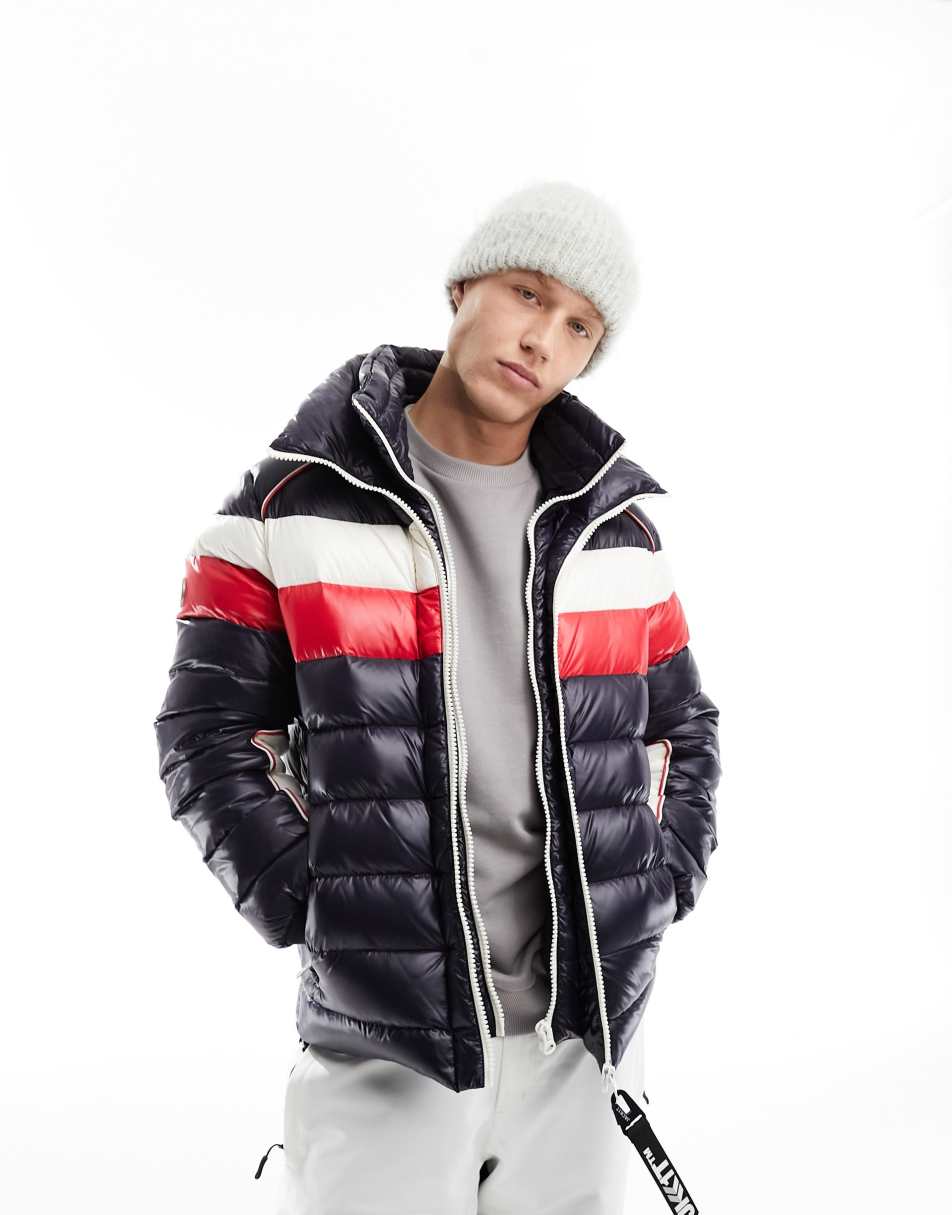 JACK1T retro down racer jacket in ink tricolore