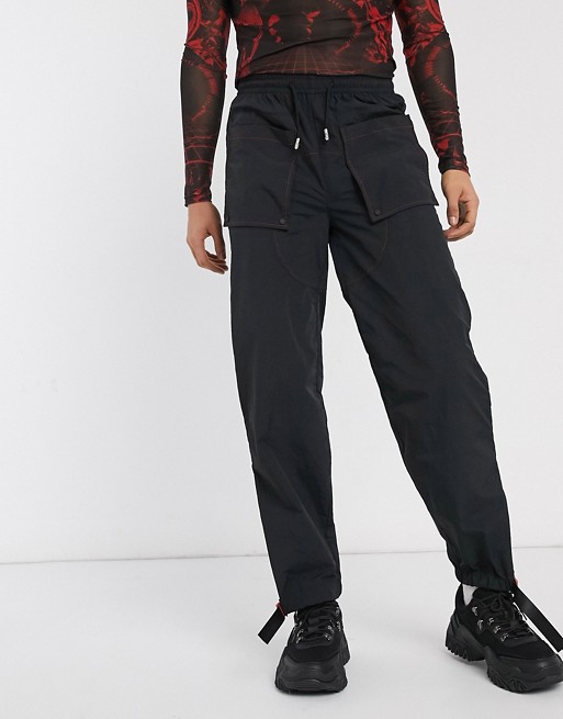 Jaded black contrast technical trouser