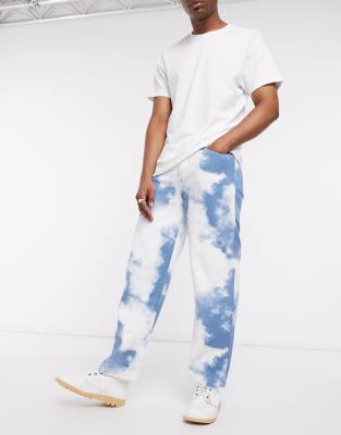 cloud print jeans