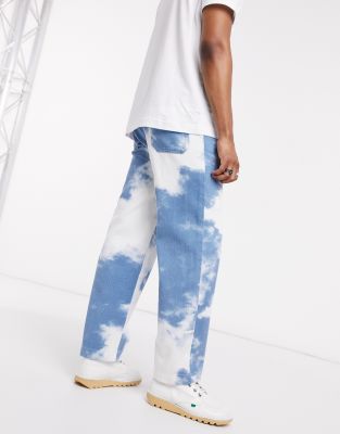 cloud print jeans