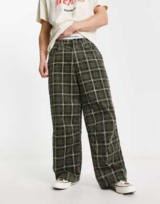 Jaded London 90s skate check cord jeans in washed green | ASOS