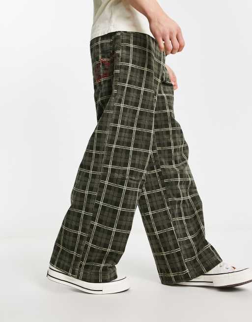 Jaded London 90s skate check cord jeans in washed green | ASOS