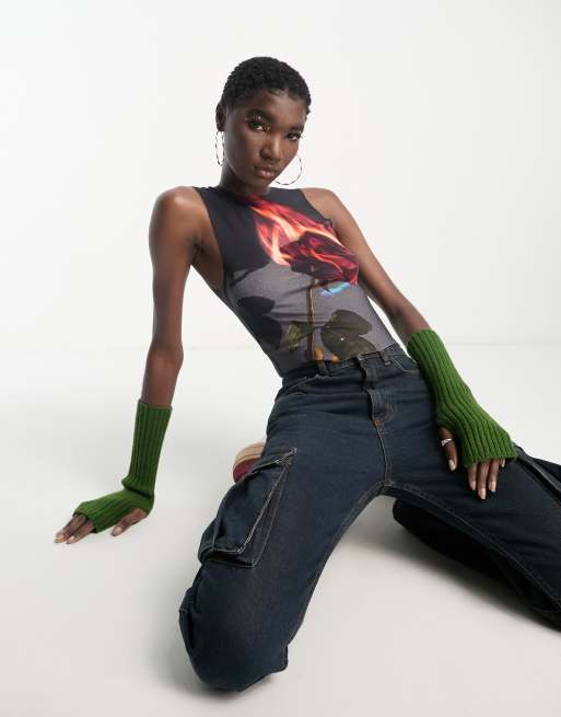 Jaded London 90s vest in flame rose print coord ASOS