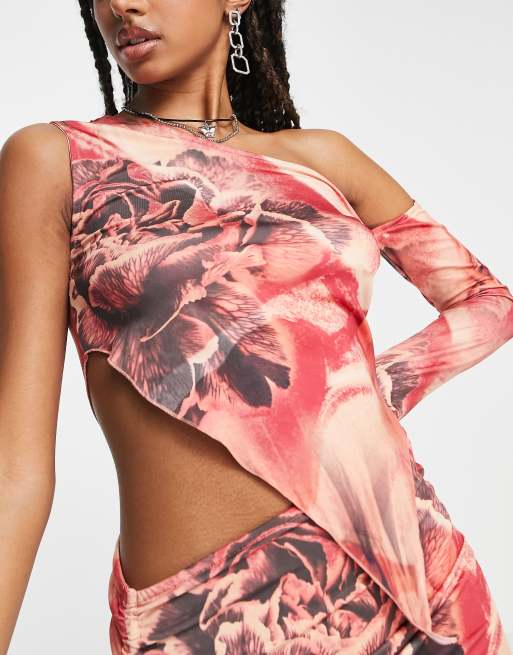 Jaded London asymmetric crop top in retro rose print co-ord | ASOS