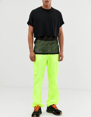 neon green cargo pants mens