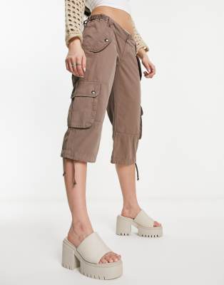 Jaded London - Cargoshorts in Taupe mit niedrigem Bund-Grau