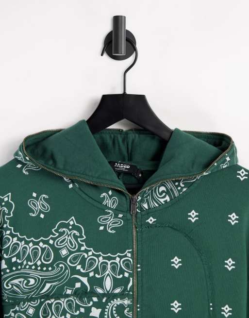 Jaded London co-ord cut and sew paisley hoodie in green | ASOS