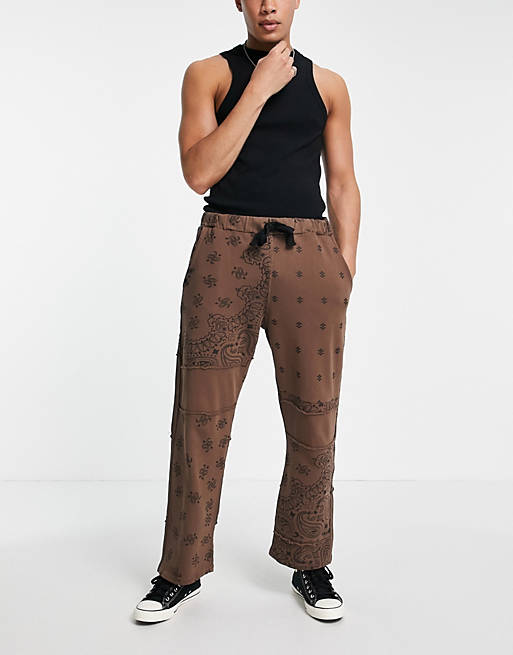Tracksuits Jaded London co-ord cut and sew paisley joggers in brown 