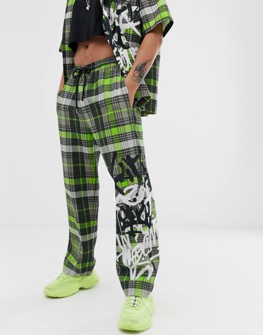 Neon cheap plaid pants