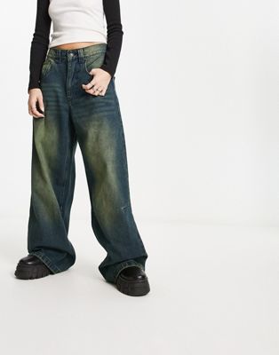 Jaded London colossus skater fit jeans in blue rinse