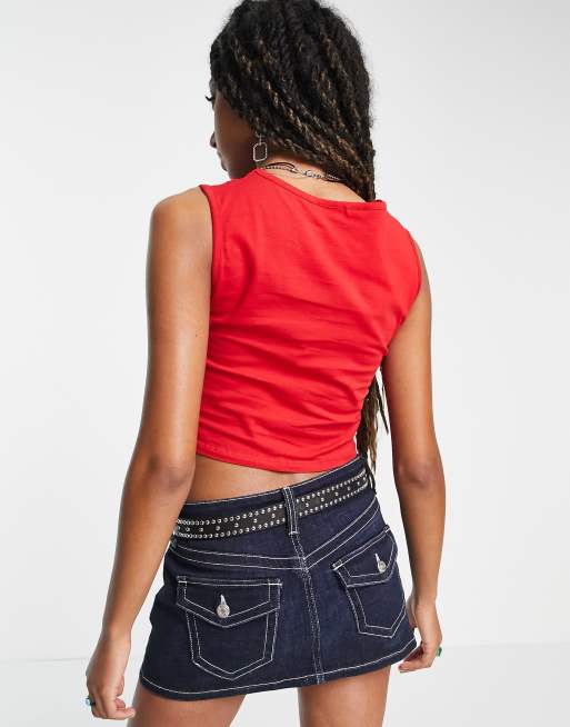 Jaded London crop tank top with diamante Y2K eye graphic | ASOS