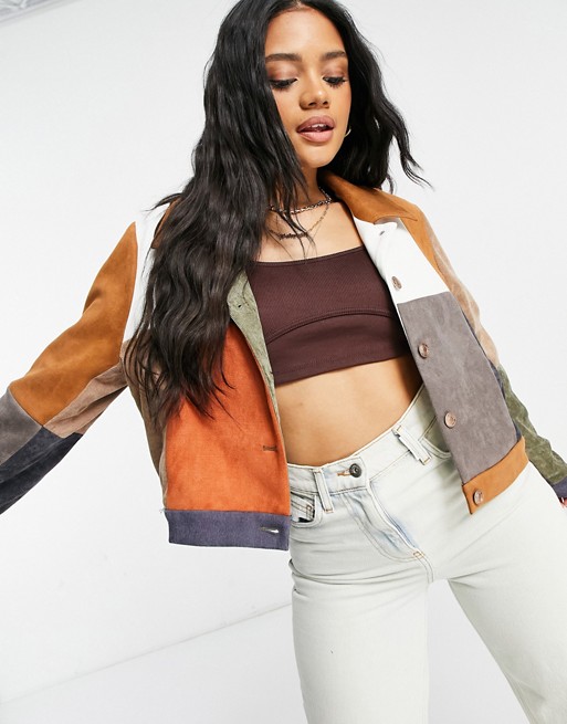 Jaded London cropped patchwork jacket co-ord