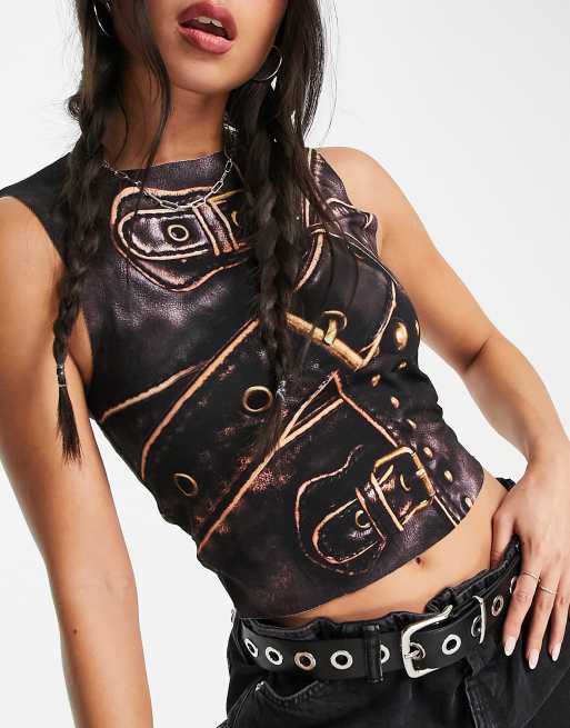 Jaded London cropped vest in buckle print, 3 of 4