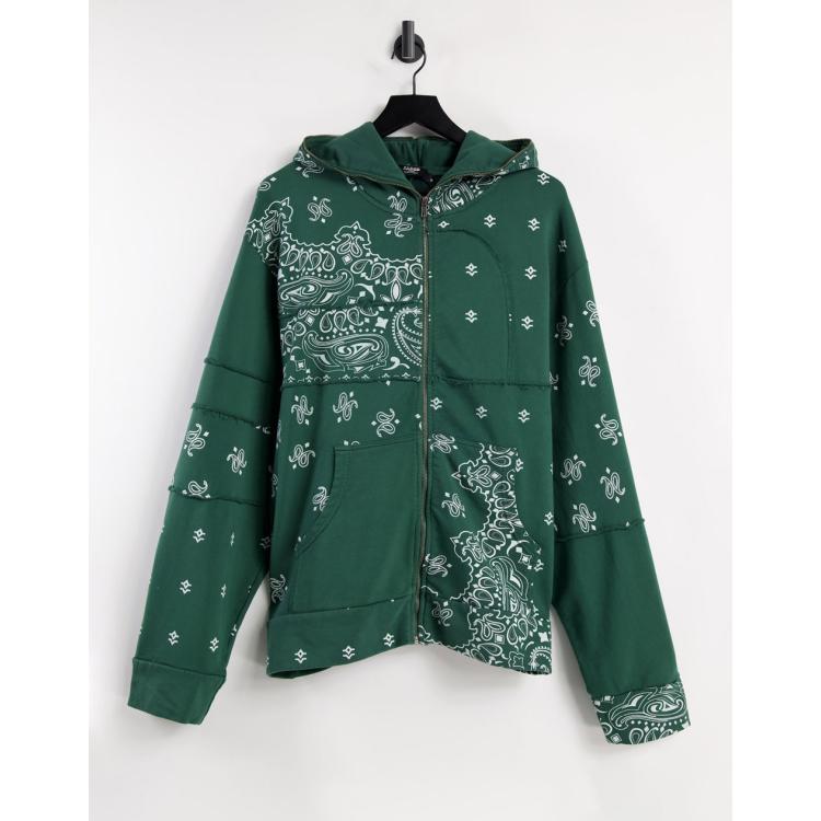 Jaded London cut and sew paisley hoodie in green - part of a set