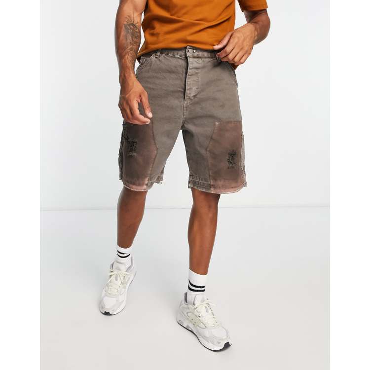 Mens beige best sale denim shorts