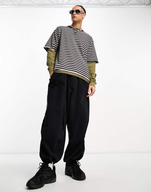 Jaded London double layer stripe distressed t-shirt in multi | ASOS