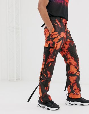 black and orange tie dye sweatpants