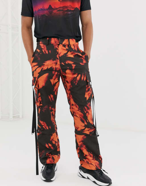 Jaded London drawstring cargo pants in orange tie dye