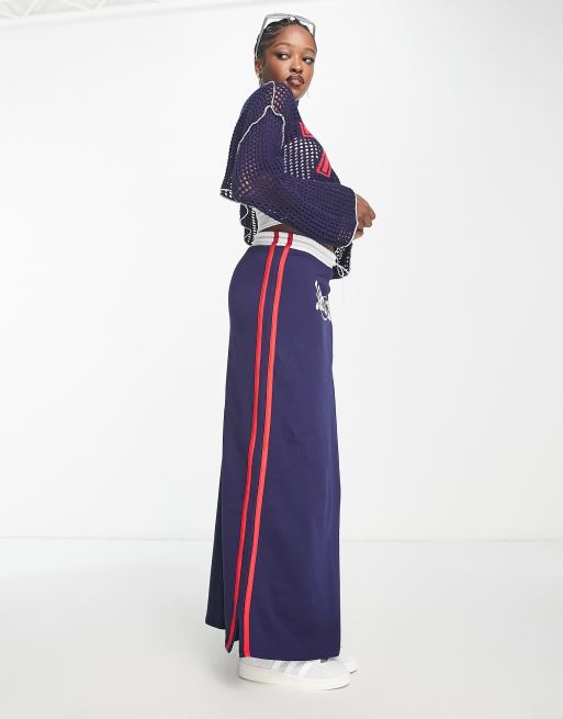 Jaded London elasticated waist sporty midi skirt in navy