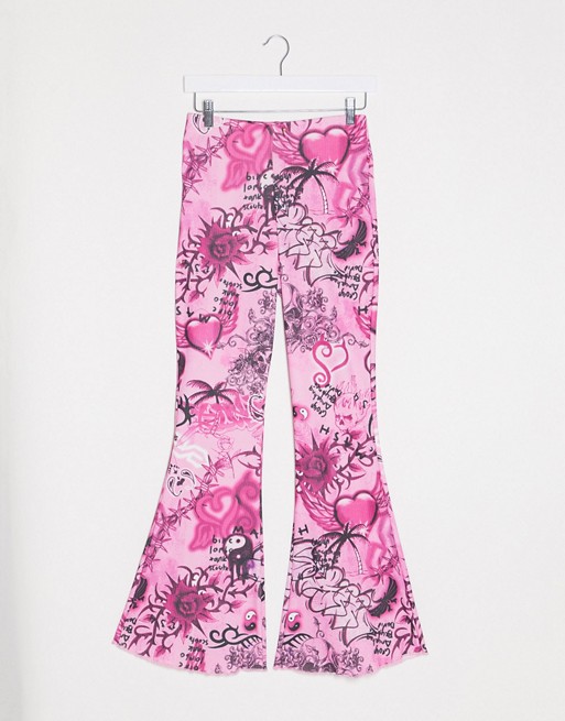 Jaded London fitted flares in 90s print co-ord