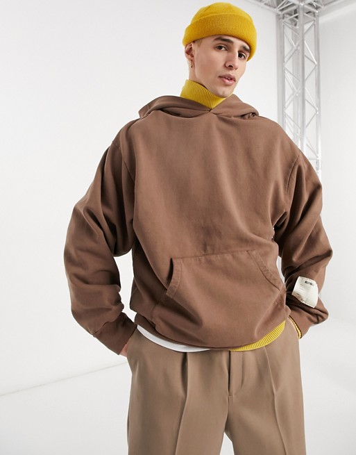 Jaded London garment dyed hoodie in brown