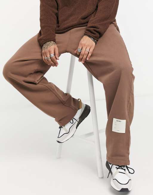 Jaded London - Garment dyed joggingbroek met wijde pijpen in bruin