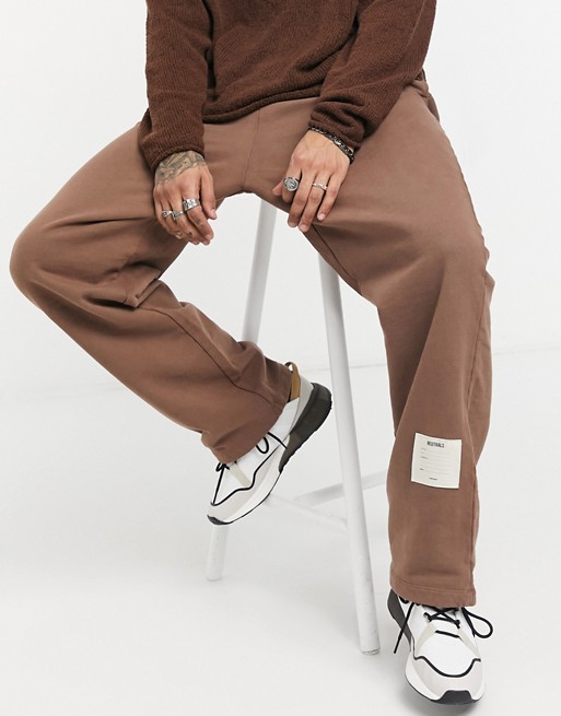 Jaded London garment dyed wide leg joggers in brown