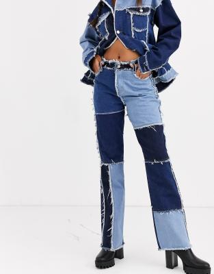 patchwork denim pants