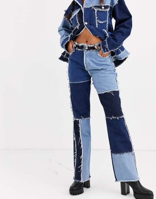 Patchwork hot sale denim pants