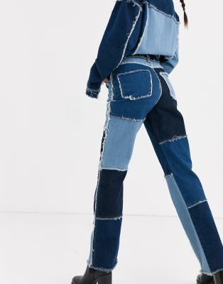 patchwork denim pants