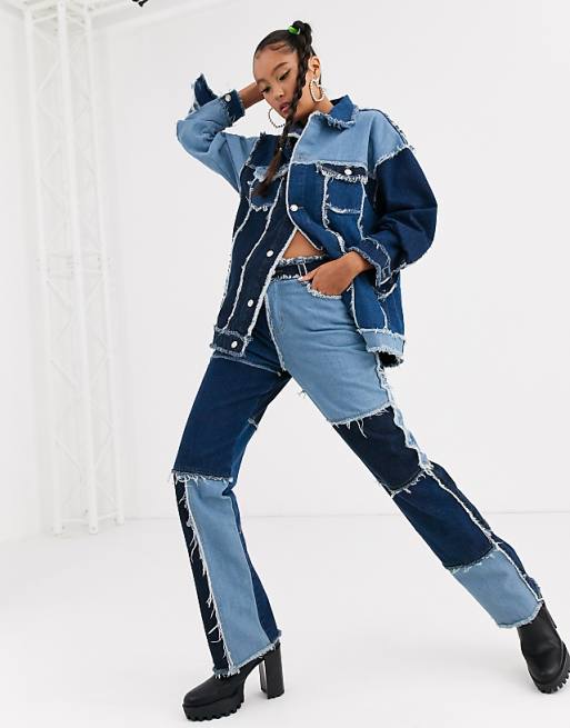 Jaded London high waisted patchwork denim jeans two-piece | ASOS Jaded London high waisted patchwork denim jeans two-piece | ASOS