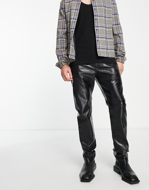 Jaded London - Imitatieleren jeans met rechte pijpen in zwart met panelen