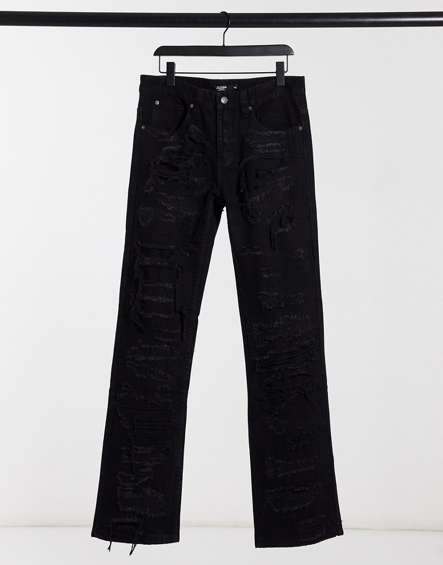 Jaded London - Jeans met extreme scheuren in zwart